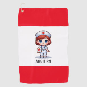 Schattigee Manga Verpleegster met Rood Haar Blauwe Golfhanddoek