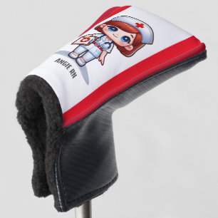 Schattigee Manga Verpleegster met Rood Haar Blauwe Golfheadcover
