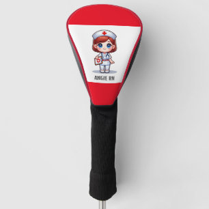 Schattigee Manga Verpleegster met Rood Haar Blauwe Golfheadcover
