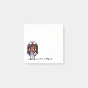Schattigee Manga Zwart Verpleegster Bruin Haar Bru Post-it® Notes