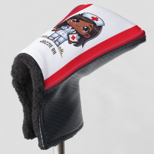 Schattigee Manga Zwarte Verpleegster Bruin Haar en Golfheadcover