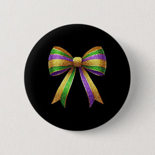 Schattigee Mardi Gras Vette Coquette Boog Dinsdag Ronde Button 5,7 Cm