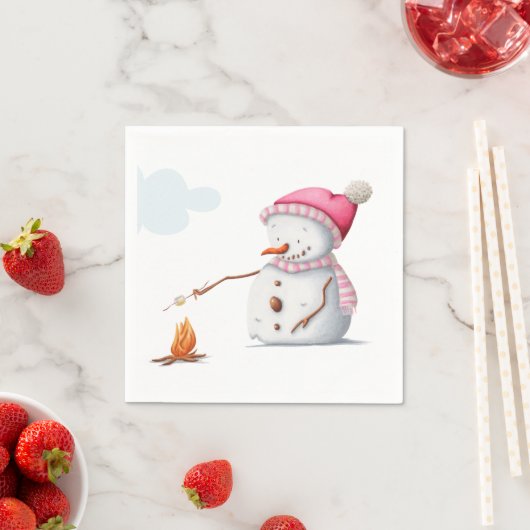Schattigee Marshmallows Snowman Winter Servet (Insitu)