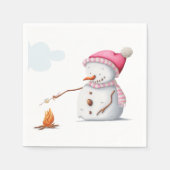 Schattigee Marshmallows Snowman Winter Servet (Voorkant)