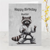 Schattigee Martial Arts wasbeer aangepaste verjaar Kaart (Gele Bloem)