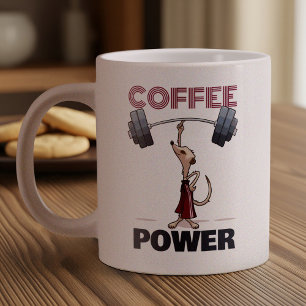 Schattigee Meerkat Coffee Power Gewichtheffen Cart Extra Grote Beker