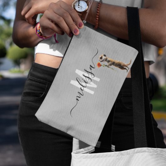 Schattigee Meerkat Waterverf Monogram Naam Etui