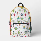 Schattigee Meerkleurige Robots Kinder Robot Custom Bedrukte Rugzak (Voorkant)