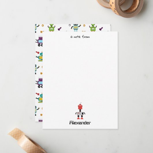 Schattigee Meerkleurige Robots Kinder Robot Custom Notitiekaartje (Voorkant / Achterkant in situ)