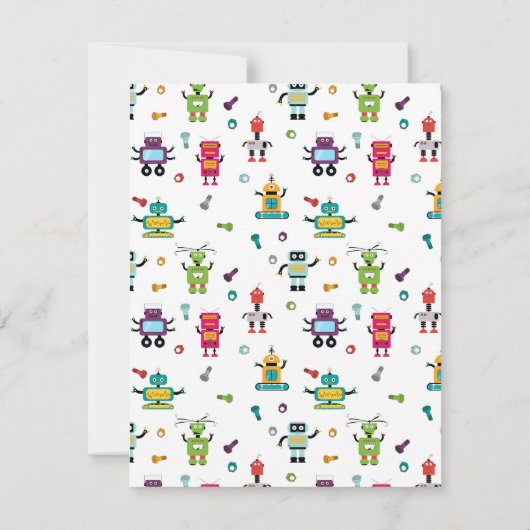 Schattigee Meerkleurige Robots Kinder Robot Custom Notitiekaartje (Achterkant)