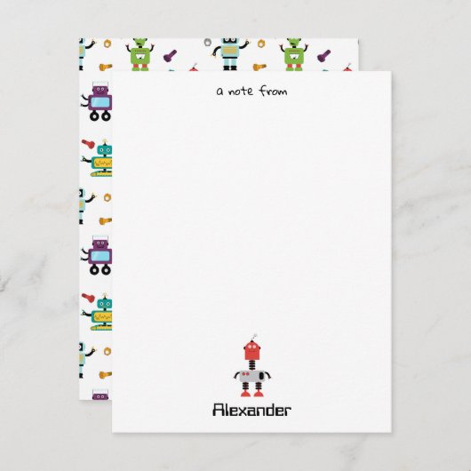 Schattigee Meerkleurige Robots Kinder Robot Custom Notitiekaartje (Voorkant / Achterkant)