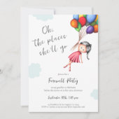 Schattigee meisje ballonnen afscheid kaart (Voorkant)