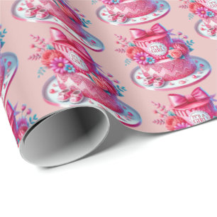 Schattigee meisjes baby shower taart betegeld fees cadeaupapier