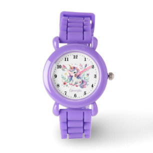 Schattigee meisjes eenhoorn liefhebbers Voeg naam Horloge