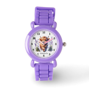 Schattigee meisjes Highland koe Voeg naam toe Horloge