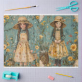 Schattigee Meisjes in Tuinweefseldocument Tissuepapier (Craft)