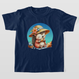 Schattigee meisjes strand egel aanpasbaar t-shirt
