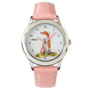 Schattigee Meisjes Vos Dier Kinder Wildlife Woodla Horloge