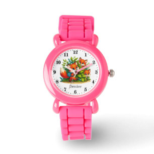 Schattigee meisjes vossenliefhebbers Naam toevoege Horloge