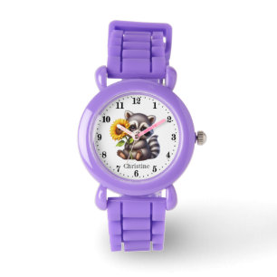 Schattigee meisjes wasbeer liefhebbers voeg naam t horloge