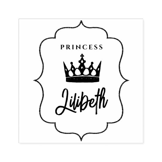 Schattigee meisjesmoderne koninklijke kroonprinses 	rubberstempel (Afrduk)