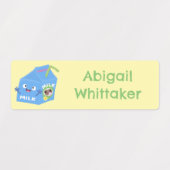 Schattigee melk karton karakter cartoon gepersonal labels (Design 1)