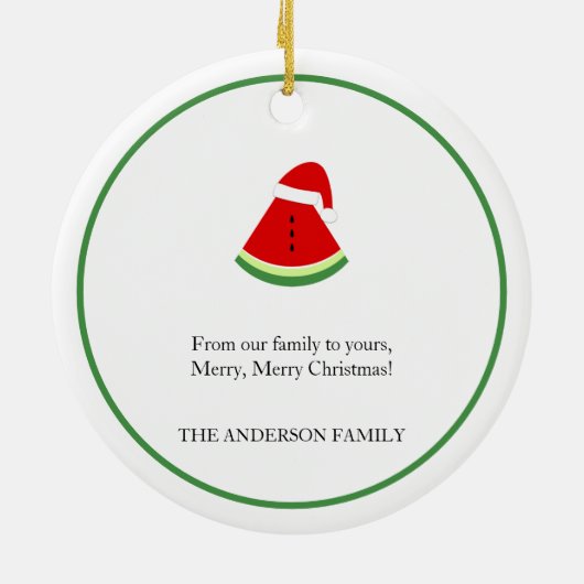 Schattigee meloen vrolijke kerstillustratie keramisch ornament (Achterkant)