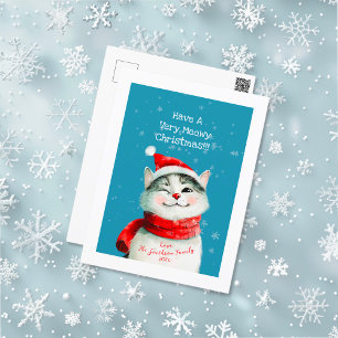 Schattigee Meowy Cat Christmas Post Kaart