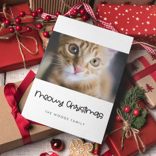 Schattigee Meowy Christmas Pet Foto Feestdagenkaart