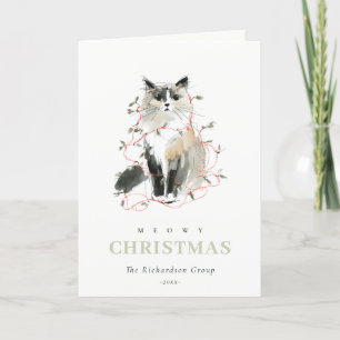 Schattigee Meowy Kerstverlichting Cat Corporate Lo Feestdagen Kaart