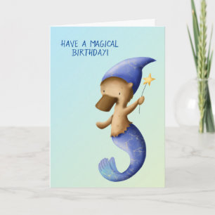Schattigee Mermaid Platypus Verjaardag Kaart