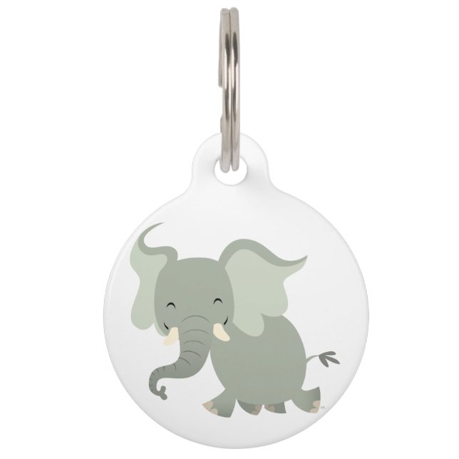 Schattigee Merry Cartoon Elephant Dog Label Huisdierpenning (Voorkant)