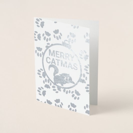 Schattigee Merry Catmas Kitty Cat Folie Kerst Kaar Folie Kaarten (Voorkant)
