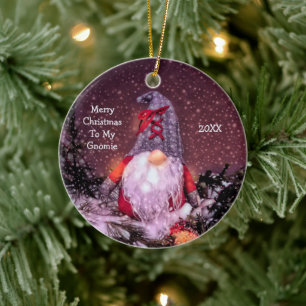 Schattigee Merry Christmas Whimsical Gnome Holiday Keramisch Ornament