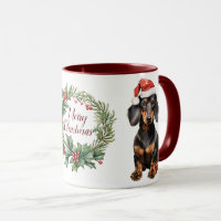 Schattigee Merry Dachshund Dog Christmas Mok