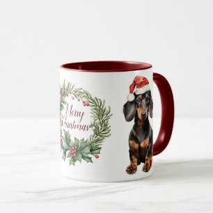 Schattigee Merry Dachshund Dog Christmas Mok