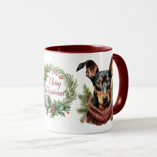 Schattigee Merry Doberman Pinscher Hondenkerstmis  Mok