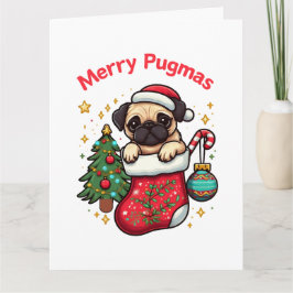 Schattigee "Merry Pugmas" Kerst Pug Kaart