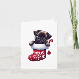 Schattigee "Merry Pugmas" Kerst Pug Kaart