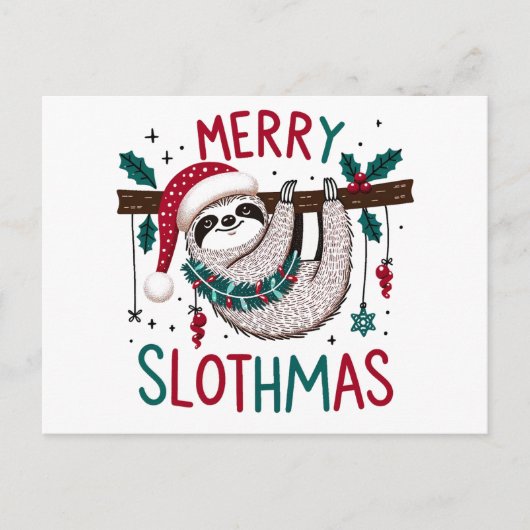 Schattigee Merry Slothmas Briefkaart (Voorkant)