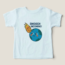 Schattigee Meteor en Earth Cartoon - "Smooch" Shir