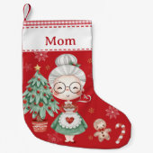 Schattigee mevrouw Claus Tree Gingerbread Man Red  Kleine Kerstsok (Voorkant)