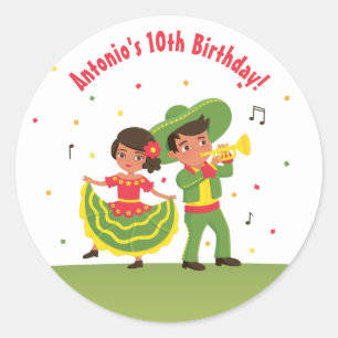 Schattigee Mexicaanse Fiesta Hispanic Kinder parti Ronde Sticker