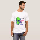 SCHATTIGEE MIAUW KAT MET BUITENAARDS WEZEN T-SHIRT (Voorkant volledig)