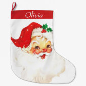 Schattigee Mid Century  Santa gepersonaliseerd Grote Kerstsok (Voorkant)