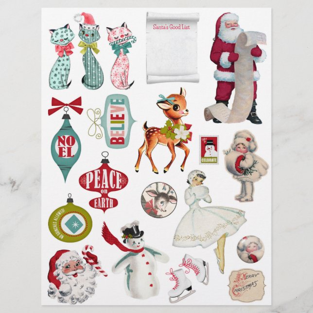 Schattigee Midden-Eeuw 1950's Kerst Illustraties (Voorkant)