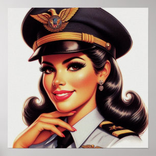 Schattigee militaire pilootpin-up poster