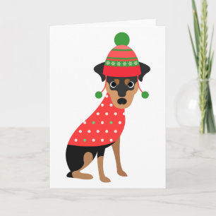 Schattigee Min Pin Dog Christmas Kaart