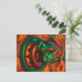 Schattigee Mini Green Dragon & Donut Fantasy Art Briefkaart (Staand voorkant)