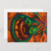 Schattigee Mini Green Dragon & Donut Fantasy Art Briefkaart (Voorkant / Achterkant)
